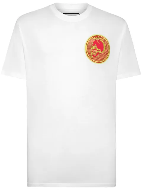 Philipp Plein logo-patch cotton T-shirt White SADCMTK6832PJY002N