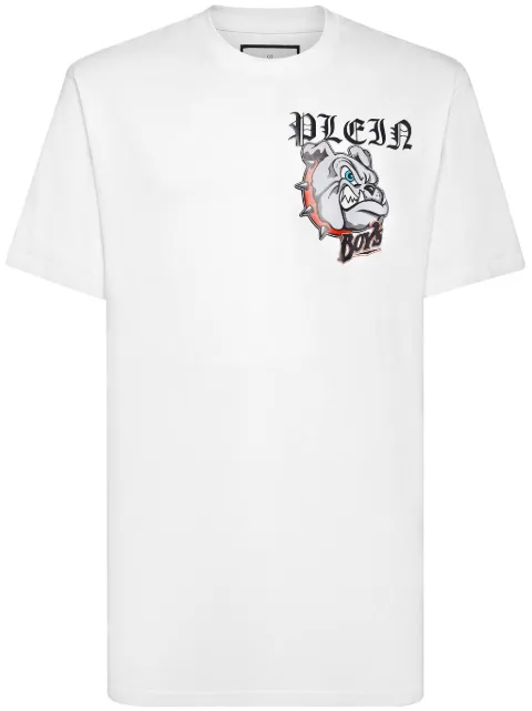 Philipp Plein Bulldogs-print cotton T-shirt White SADCMTK6799PJY002N