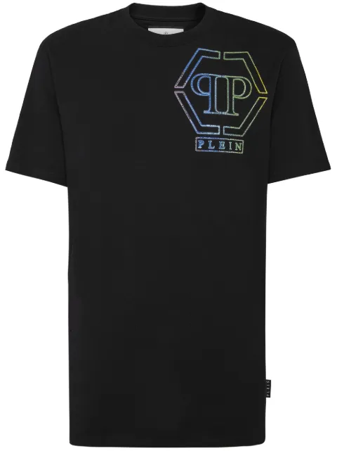 Philipp Plein Hexagon rhinestone-embellished cotton T-shirt Black SADCMTK6795PJY002N