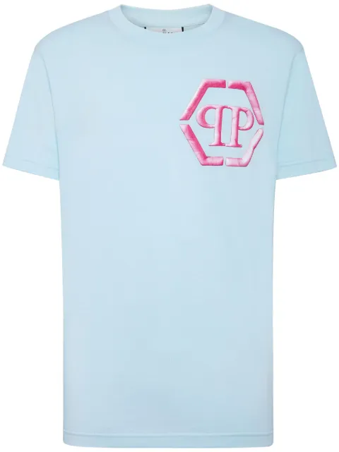 Philipp Plein Hexagon logo-print cotton T-shirt Blue SADCMTK6787PJY002N