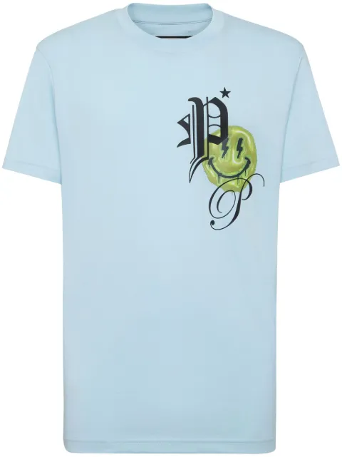 Philipp Plein Smile cotton-jersey T-shirt Blue SADCMTK6782PJY002N