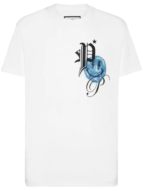 Philipp Plein Smile-print cotton T-shirt White SADCMTK6782PJY002N