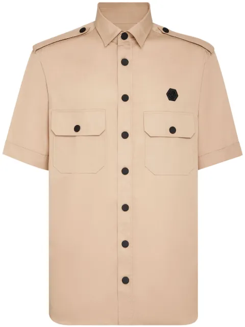 Philipp Plein Plein Gothic cotton military shirt Neutrals SADCMRP2138PTE003N