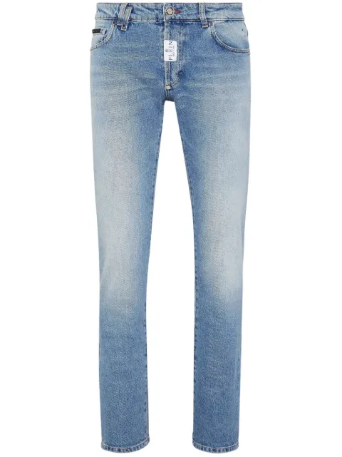 Philipp Plein logo-patch straight-leg jeans Blue SADCMDT3757PDE004N