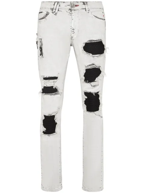 Philipp Plein ripped stonewashed skinny jeans White SADCMDT3754PDE004N