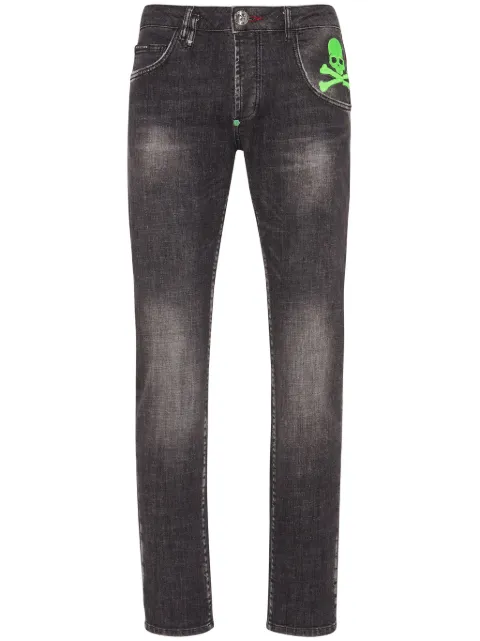 Philipp Plein Skull-print straight-leg jeans Black SADCMDT3678PDE004N