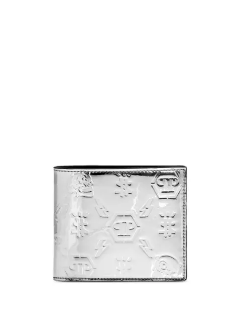 Philipp Plein monogram-embossed metallic wallet Silver SADAMWE0026PLE010N