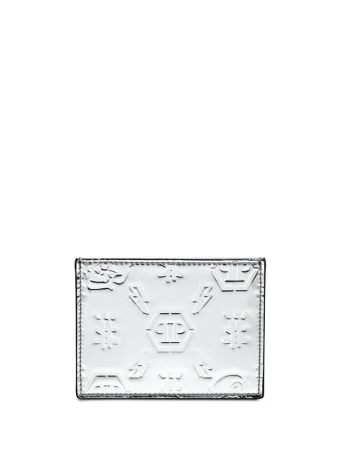 Philipp Plein monogram-debossed leather cardholder Silver SADAMVG0513PLE010N