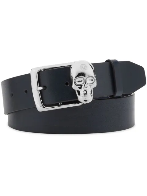 Philipp Plein skull-buckle leather belt Blue SADAMVA0895PLE010N