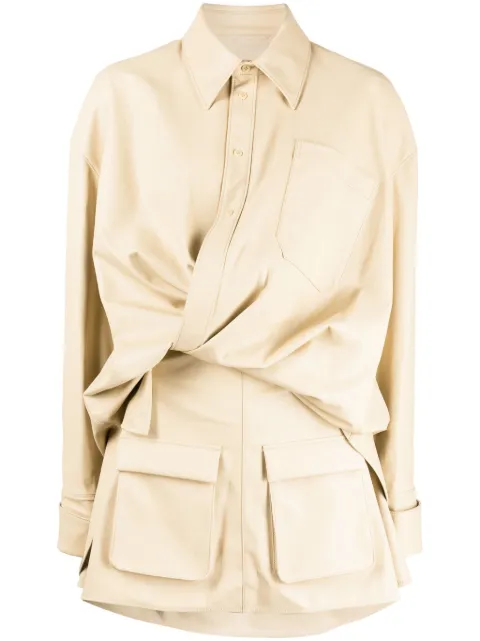 JNBY gathered-detail panelled shirtdress Neutrals 5N9G10460