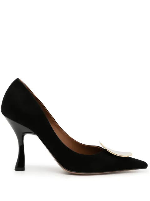 Malone Souliers Vonn 90mm metallic-finish suede pumps Black VONN903