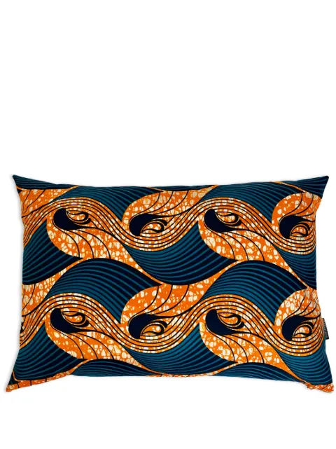 Mumutane Iki Wave graphic-print wool cushion Blue IKIPUWAVE