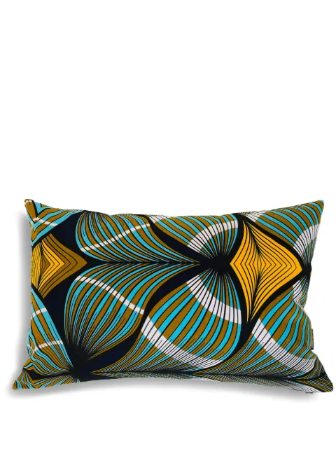 Mumutane Iki Intertwined graphic-print wool cushion Blue IKIPUINTER