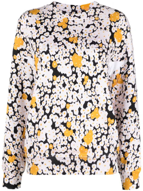 Lanvin floral-print cotton sweatshirt Neutrals RWSS0006J217A23