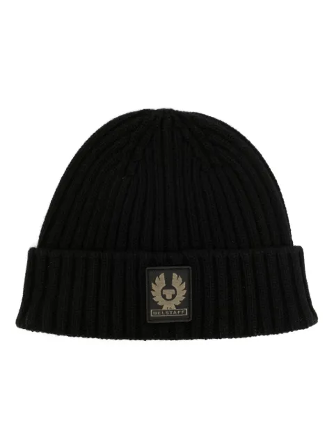 Belstaff logo-patch ribbed-knit beanie Black 100067