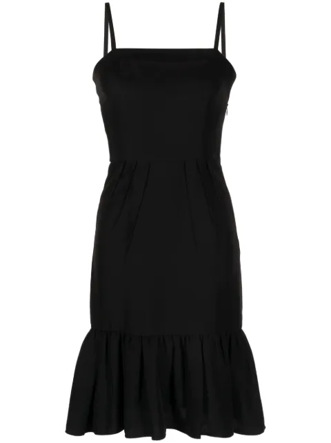 Prada Pre-Owned ruffle-hem crepe dress Black CSVMPRADDRE7413