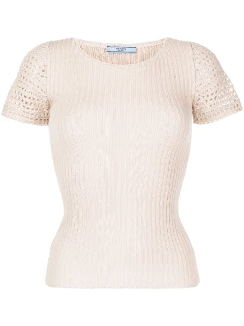 Prada Pre-Owned crochet-detailed knit top Neutrals CSVMPRADTOP7436