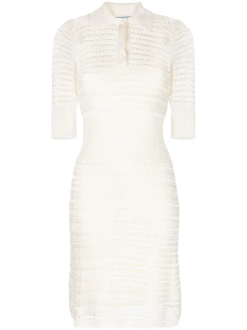 Prada Pre-Owned crochet-knit fitted dress Neutrals CSVMPRADRE7464