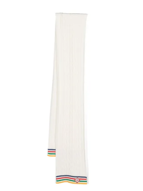 Casablanca striped cable-knit wool scarf Neutrals AF23ACC069