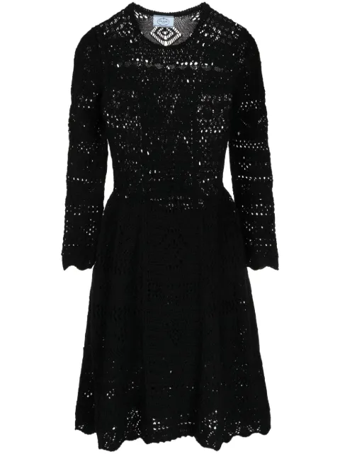 Prada Pre-Owned flared-skirt crochet dress Black CSVMPRADDRE7428