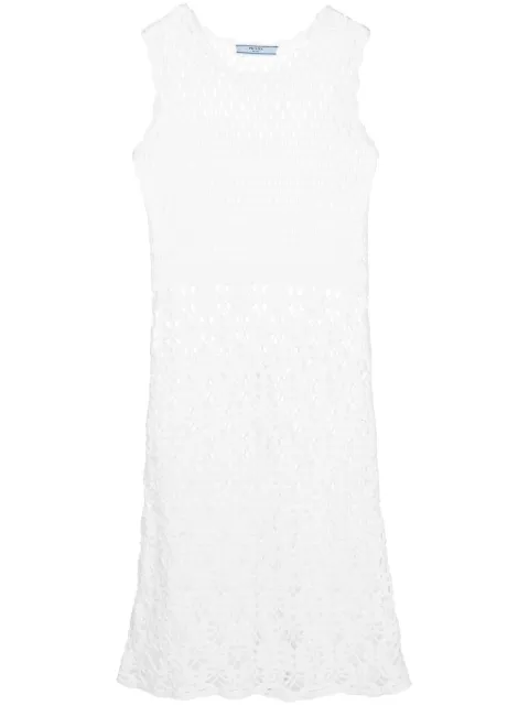 Prada Pre-Owned sleeveless crochet midi dress White CSVMPRADDRE7421