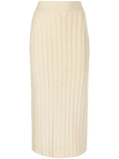 Jil Sander ribbed-knit wool midi skirt Neutrals J40MA0123J14640