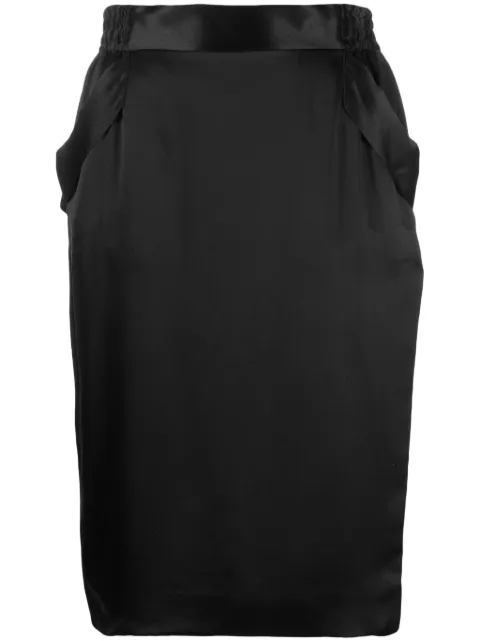 Saint Laurent satin-finish silk pencil skirt Black 767245Y6H40