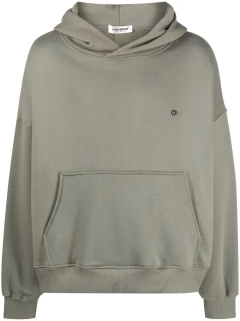 A Paper Kid logo-embroidered cotton hoodie Green F3PKUAHS019