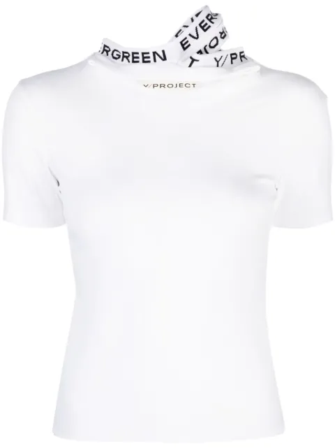 Y/Project logo-jacquard triple-collar T-shirt White WTS53S25