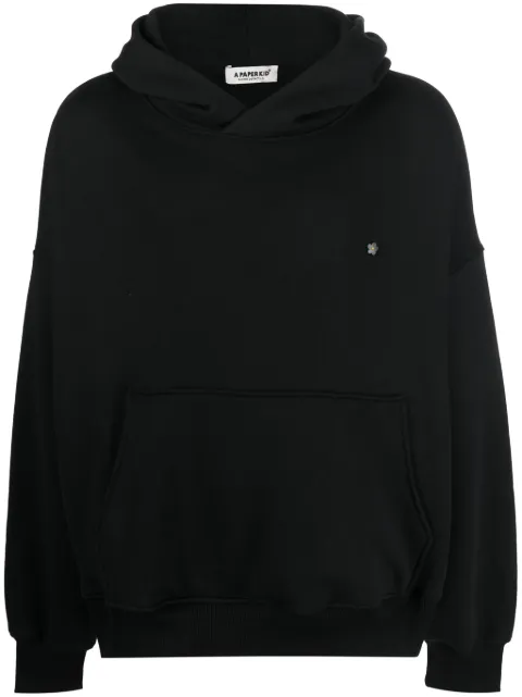 A Paper Kid logo-embroidered cotton hoodie Black F3PKUAHS019