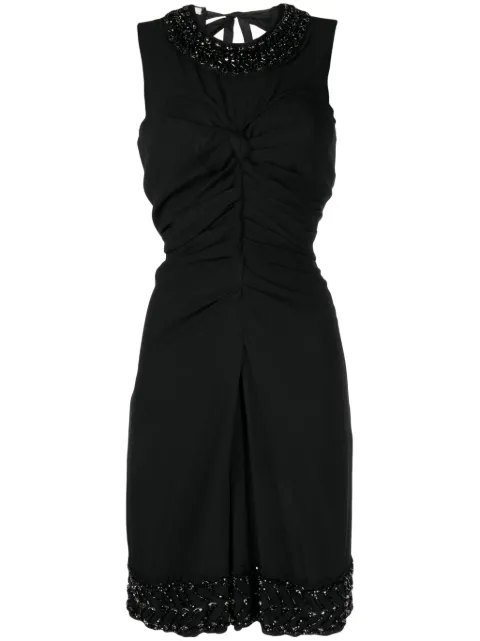 Prada Pre-Owned beaded ruched sleeveless dress Black CSVMPRADRE7453