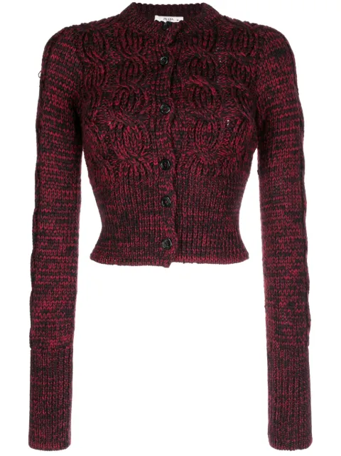 Prada Pre-Owned cable-knit cropped cardigan Red CSVMPRADKN7406