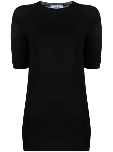 Prada Pre-Owned wool short-sleeve top Black CSVMPRADTOP7458