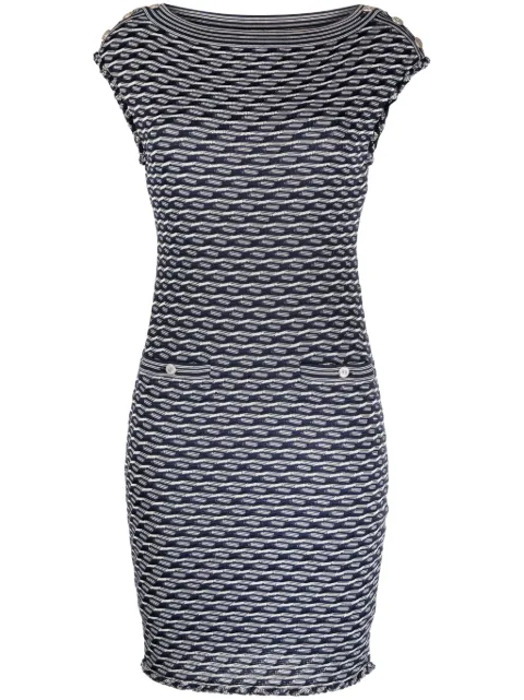 CHANEL Pre-Owned jacquard knit dress Blue CSVMCHADRE7431