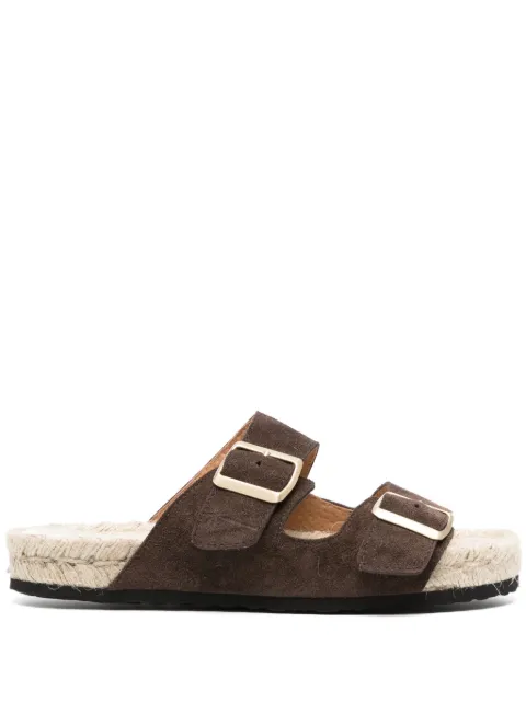 Manebi double-buckle flat espadrilles Brown R57R0