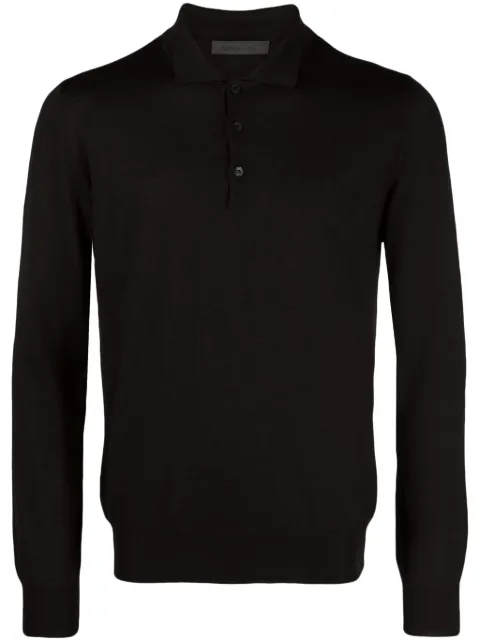 Corneliani mélange-effect wool polo shirt Brown 92M5293825126