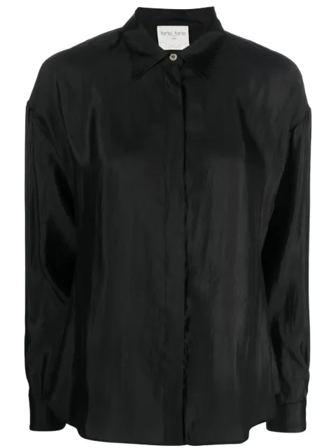 Forte Forte long-sleeve silk blend shirt Black 10703