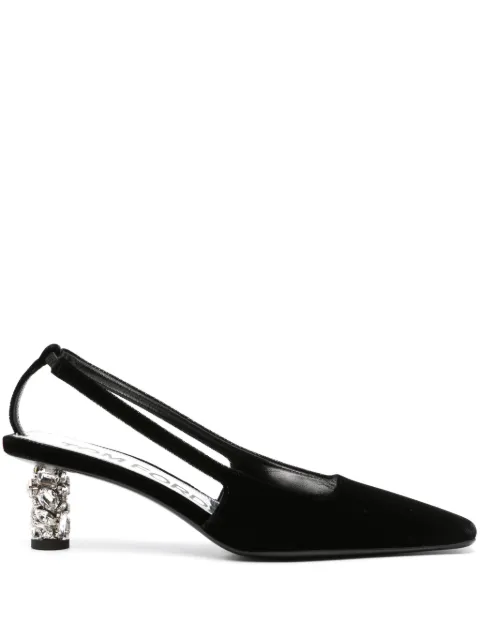 TOM FORD crystal-embellished velvet slingback pumps Black W2378TVE001S