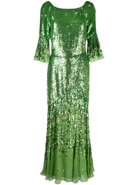 Temperley London Celestial sequinned maxi dress Green 00COHEV52341