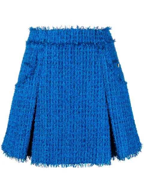 Balmain pleated tweed miniskirt Blue BF0LB873XF91