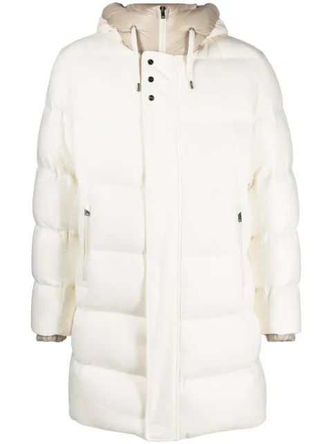 Herno drawstring-hood twill hooded coat White PI001037U