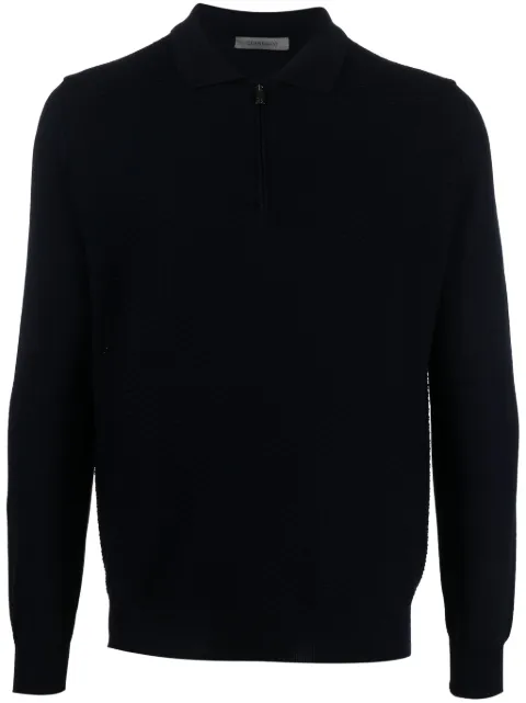 Corneliani fine-knit virgin wool polo shirt Blue 92M5063825138