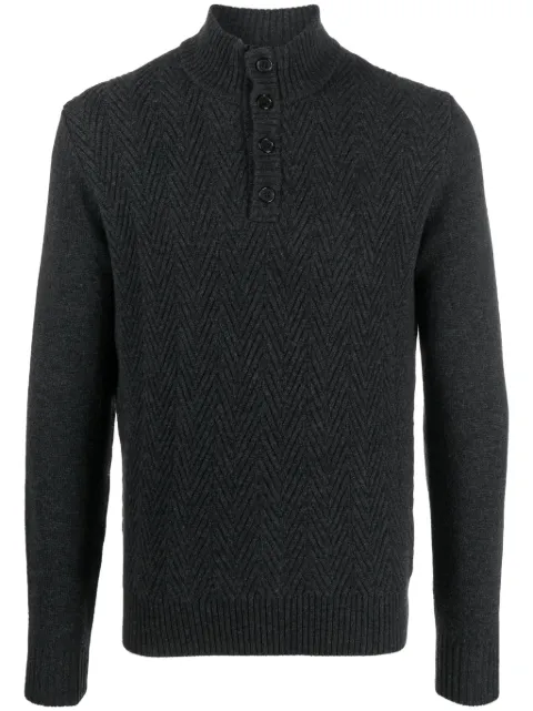 Corneliani herringbone mock-neck jumper Grey 92M5183825153