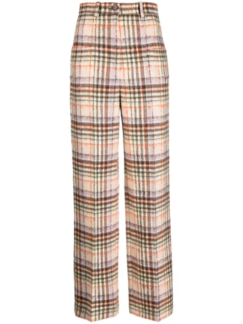 Sonia Rykiel checked felted wool straight-leg trousers Brown P001LA04