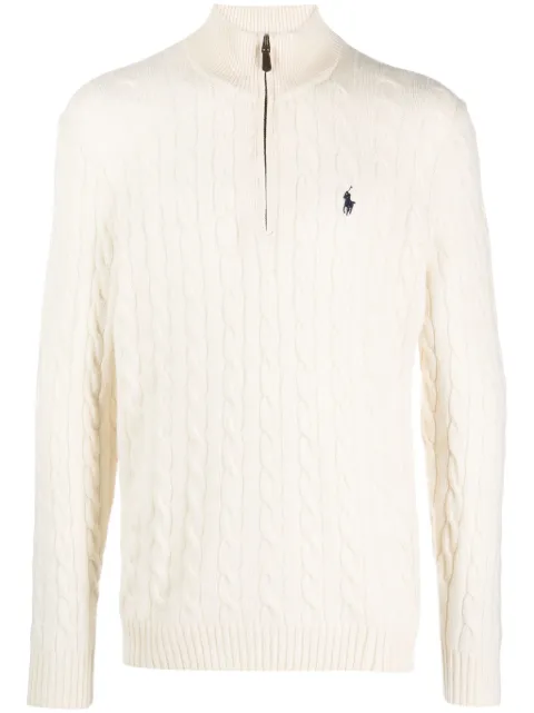 Polo Ralph Lauren logo-embroidered wool-blend jumper Neutrals 710876766