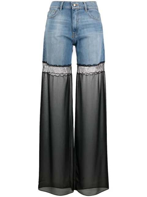 Nensi Dojaka tulle-panel straight-leg jeans Blue NDAW23DEN002