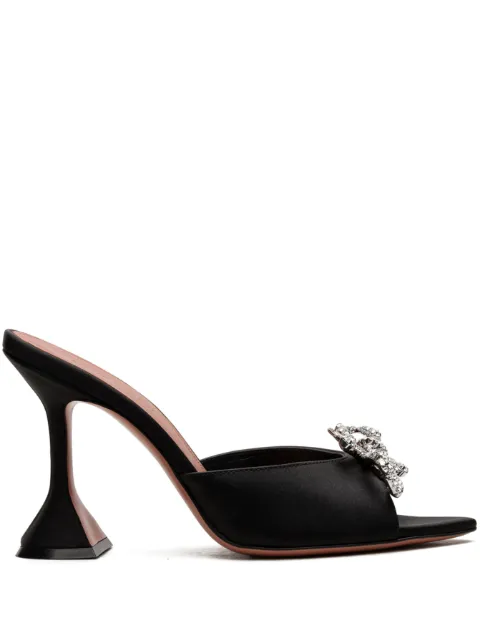 Amina Muaddi Rosie 95mm crystal-embellished sandals Black ROSIESLIPPERSATIN