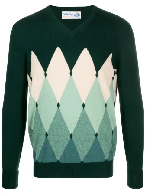 Ballantyne argyle-intarsia cashmere jumper Green B2P00112KA8