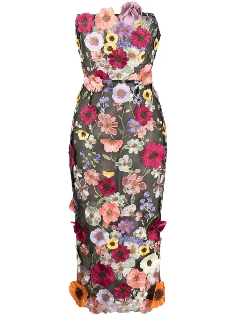 Bronx and Banco floral-detailing strapless dress Black BB18029