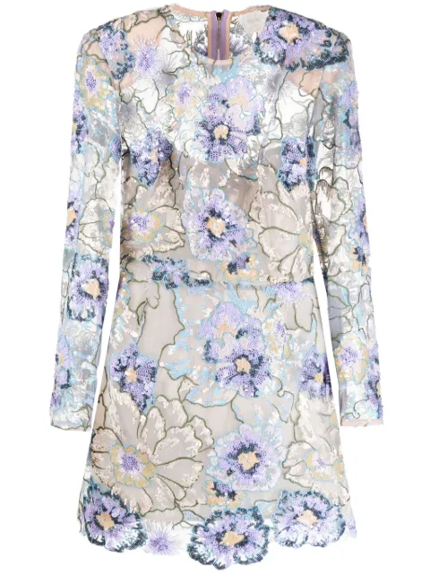 Bronx and Banco floral-detail long-sleeve dress Blue BB18021